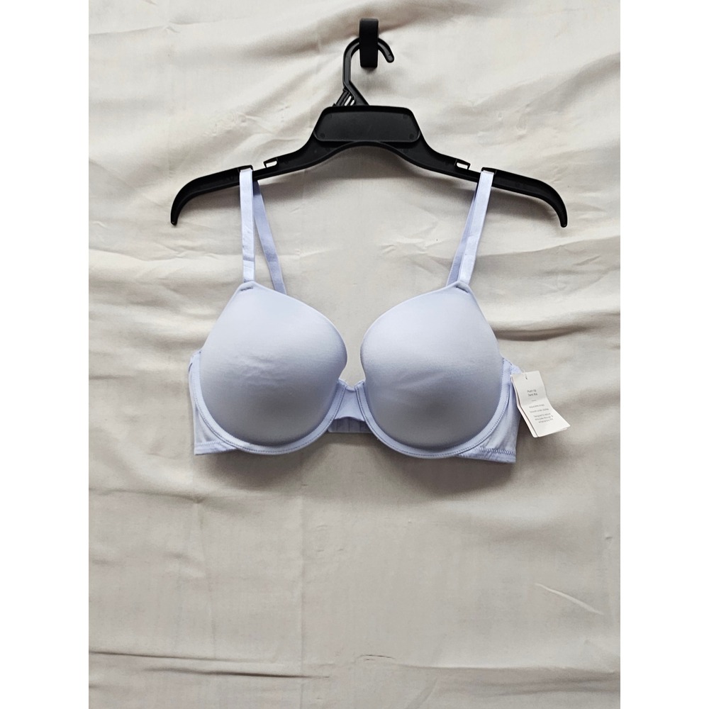 Auden Womens Push Up Demi Bra Blue Nylon Blend Casual Size 36D